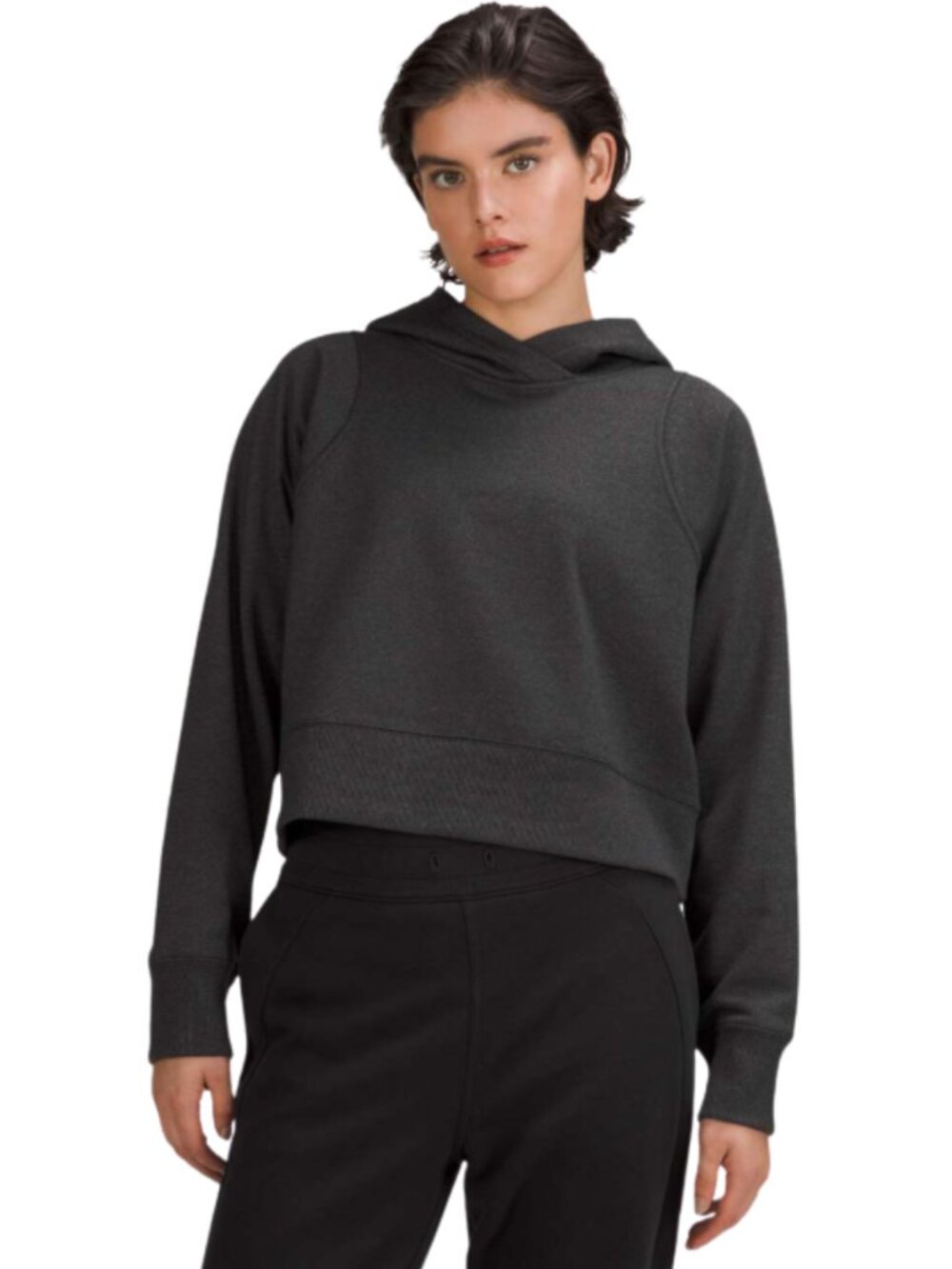 Lululemon Loungeful Cropped Hoodie Spark Black Fleece